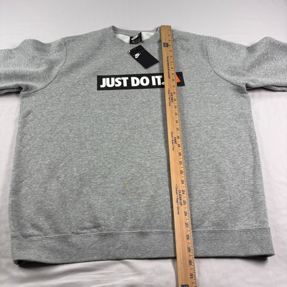 Nike Sweatshirt Mens XL Gray Crew Neck Just Do It Spell Out Graphic Pullover NEW - Picture 5 of 9